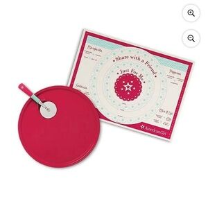 New in box Williams & Sonoma American Girl, pizza baking set pan cutter mat doll